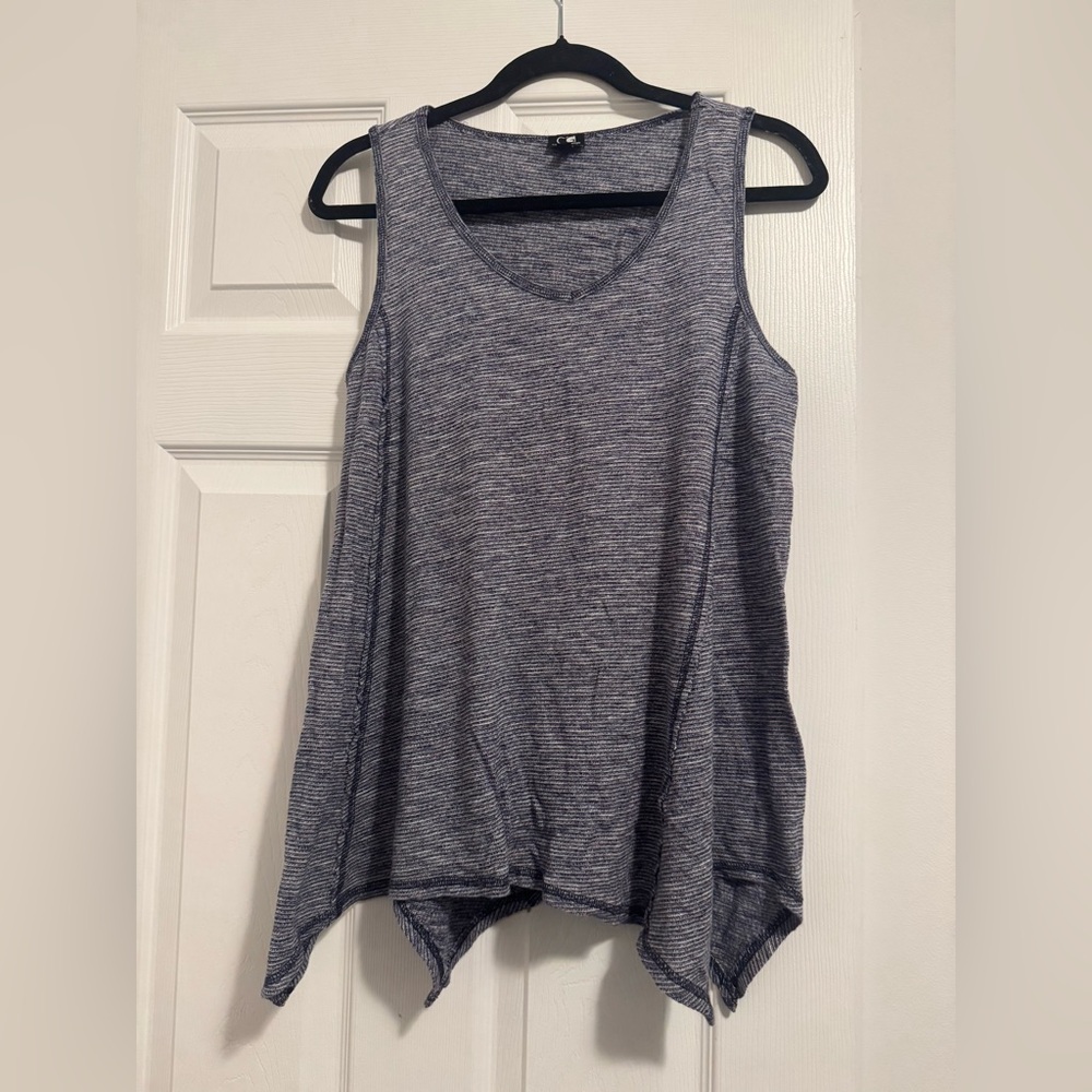 Flowy Cable & Gauge Dark Blue Striped Sleeveless Top Large